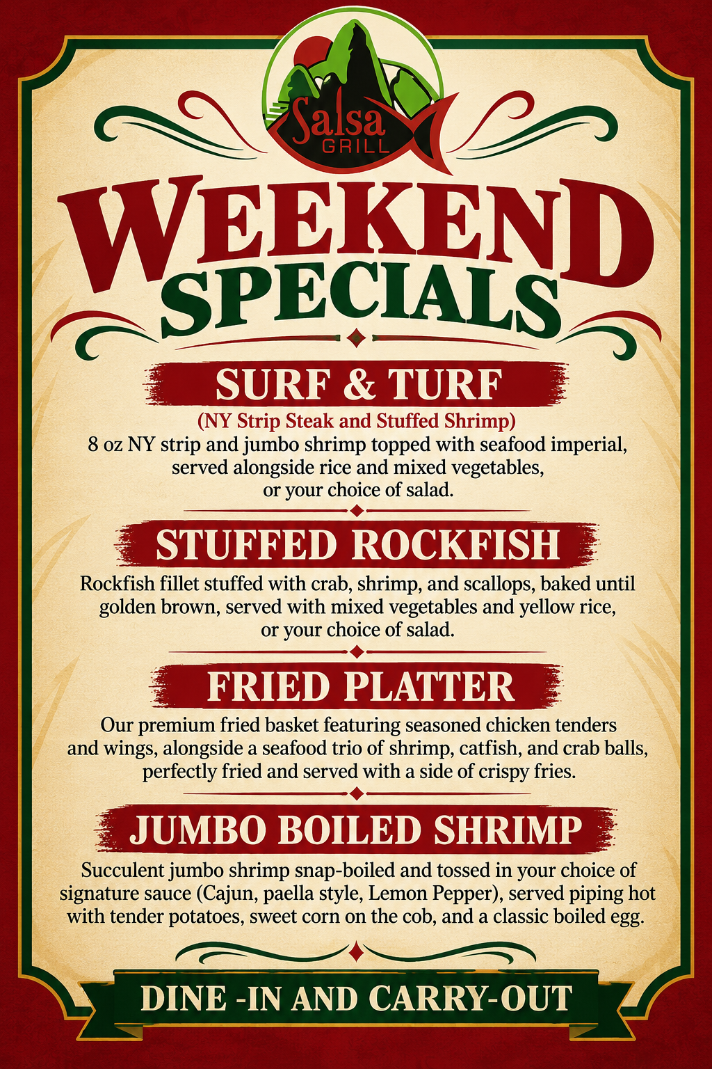 Salsa Grill Weekend Specials Menu